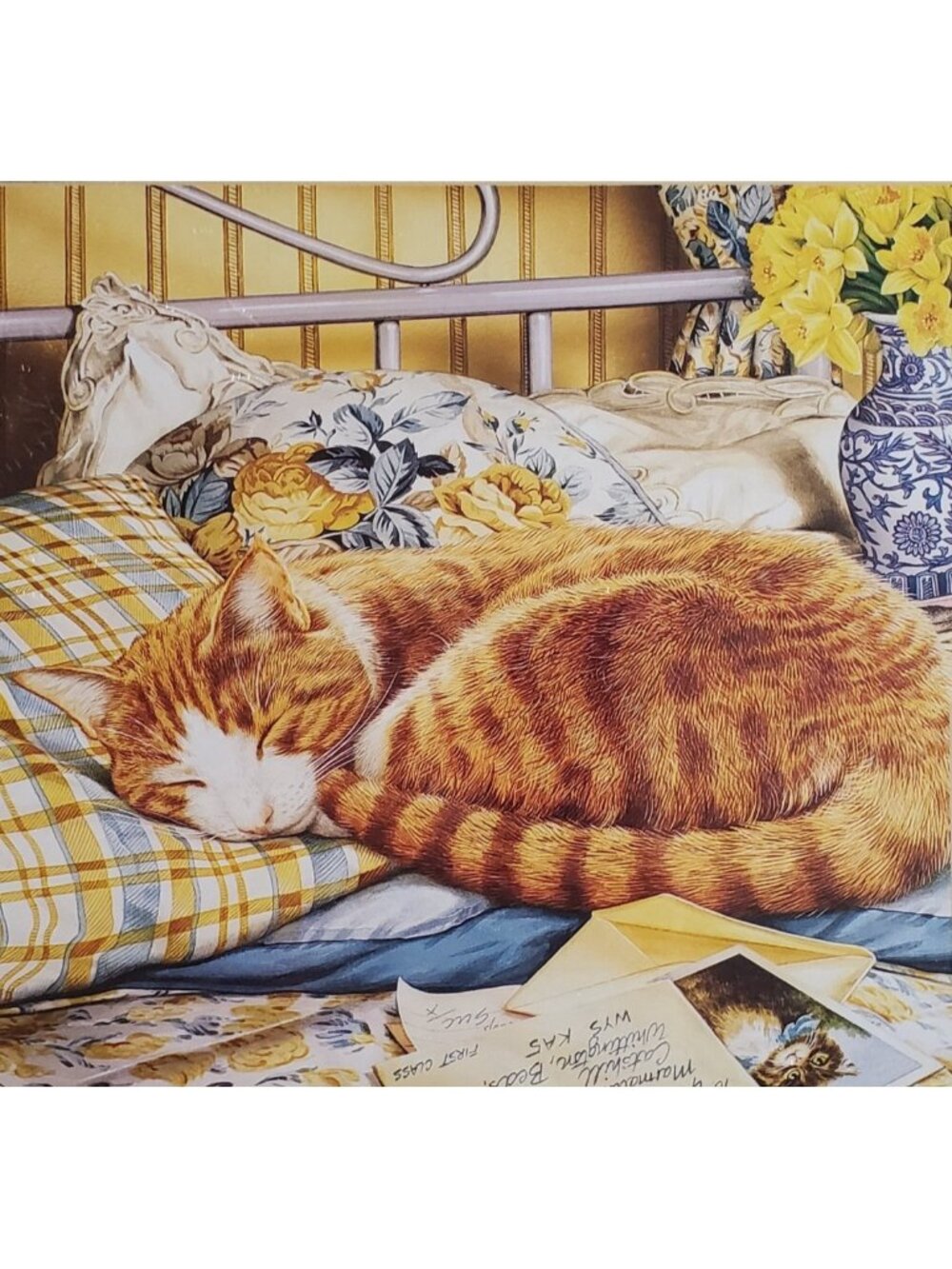 JIGSAW PUZZLE Cobble Hill Flora Tabby Cat 1000 Pc Tristram NEW Wrap Torn